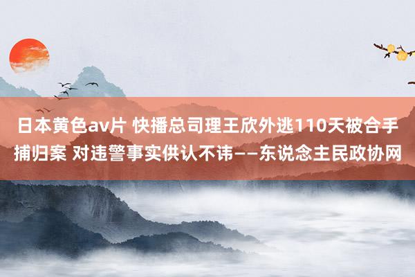 日本黄色av片 快播总司理王欣外逃110天被合手捕归案 对违警事实供认不讳——东说念主民政协网